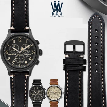 Originálne kožené hodinky remienok pre TIMEX TW4B09100 / 9200 / T49963 série náramok Mužov čierny hnedý náramok 20 mm 21 mm