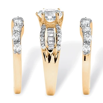 2020 Nové 3ks/set Gold/Silver Plated Zásnubné Prstene Pre Ženy Plné Zirkón Žena Nevesta Šperky Valentín Party Narodeninám