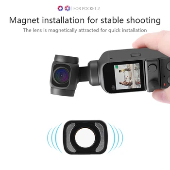 Magnetické Nainštalovať Fisheye Objektív širokouhlý Makro pre DJI Vrecku 2 Vlog Streľba Vrecku Ručné Gimbal Kamery, Objektívy, Príslušenstvo