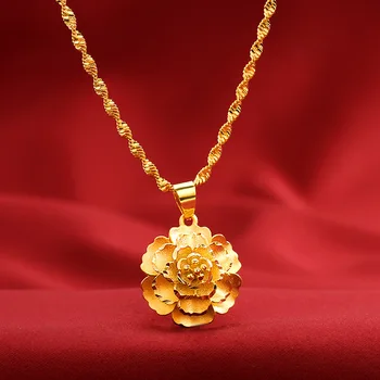 Jemná Kvet, ktorý Kvitne Prívesok Zlaté Šperky 14K pre Ženy, Svadobné Zapojenie Výročie Darček Náhrdelník Prívesok Č Reťazca Žena