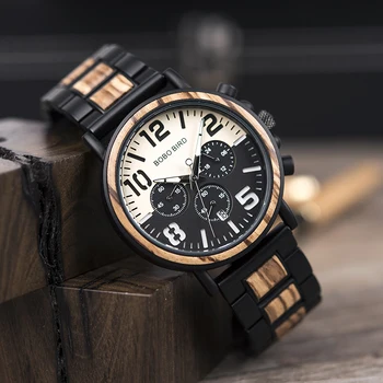 BOBO VTÁK Relogio Masculino Pánske Hodinky Vojenské Chronography náramkové hodinky Retro Hodinky Relojes Hombre