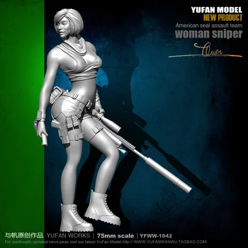 Yufan Režim 1/24 Vojak Model Sexy Žena Sniper Živice Obrázok Auta 75mm bezfarebný A Self-assembled Yfww-1842