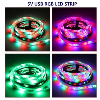 RGB LED Pásy 5v USB 2835/5050 LED Pásy Svetla RGBW Okolitého Svetla Strip Flexibilné Lampa Pásky Pre Izba TV Dekorácie Vlkovcový Svetlo