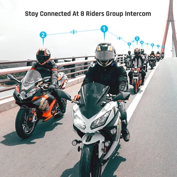 Fodsports M1-S Plus Motocyklové Prilby Intercom pre 8 jazdcov 2000 m Vodotesný Intercomunicador Bezdrôtový Bluetooth Headset 900mAh