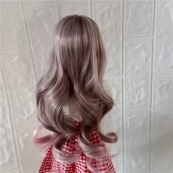 BJD SD 1/3 1/4 1/6 bábika parochňu lalokovitý dievča 60 cm šedý prášok fade kučeravé vlasy