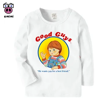 Detský Dlhý Rukáv Dobrí Chucky Cartoon Vytlačené T Shirt Chlapcov Dievčatá Jeseň Bežné Zimné Topy Roztomilé Deti T-Shirt