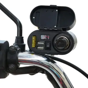 Motocykel Nepremokavé Auto Zásuvky pre zapaĺovač Súpravou Dual Moto Usb Nabíjačka Power LED Voltmeter Zobrazenie Času Na Loď ATV