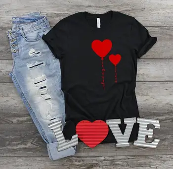 Milujem Vás Bude Moja Tričko Valentines Day Tričko Fashion Zábavné Grafické Bavlna Ženy Tshirts Kórejský O Krk Bežné Krátky Rukáv Tees