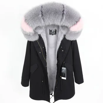 Maomaokong2020 nové oblečenie pre ženy Reálne fox kožušiny veľké kožušiny golier dlhej časti rozobrať hrubé líniové zimný kabát