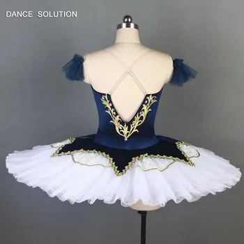 Tmavo modrá/biela profesionálne palacinka tutus balerína, tanečných kostýmov, klasický balet tutu pre výkon skladaný tutus BLL079