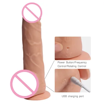 USB Nabíjateľné 20 Rýchlosti Otáčania Realistické Silikónové Penis So Silnou Prísavkou Sex Produkty, Erotické, Sexuálne Hračky pre Ženy