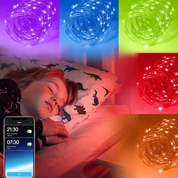 2020 Bluetooth Smart LED Víla String Svetlá APLIKÁCIU Diaľkové Ovládanie Lampa Vianočný Strom Dekorácie Garland Svetlo Svetlá Izba Dekor