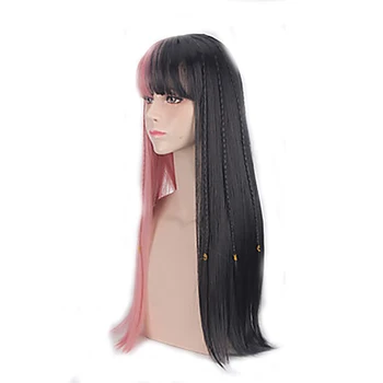 HAIRJOY Syntetické Vlasy Žien Dlho Cosplay Parochňu Black Pink Dvojité Farba Elegantné Bang žiaruvzdorné