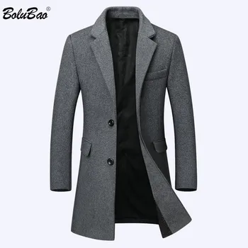 BOLUBAO Zimné Mužov Vlna Zmes Kabáty Značky Podnikanie Mužov Bežné Pevné Farba Vlny Kabát Luxusné Dlhé Vlna Zmes Kabát Muž
