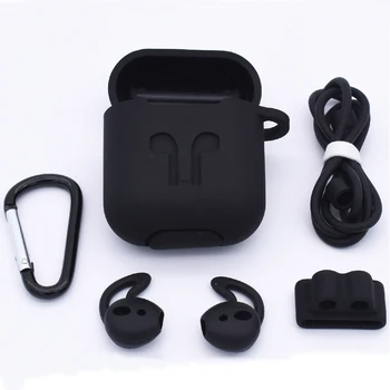 5 v 1 Ochranné Nastaviť Silikónové puzdro + Hliníkové Hák +Silikónové Earcap + Anti-Prehra Strape +Sledujte Pásmo Pre Apple Bluetooth Airpods