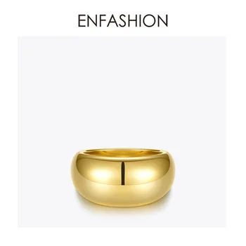 ENFASHION Punk Zakrivené Prstene Pre Ženy, Zlatá Farba Nerez Hladký Jednoduché Krúžok Módne Šperky Klasické 2020 Anillos R204055