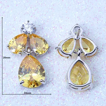 Nový Štýl A Elegantný Yellow Crystal Cubic Zirconia Strieborná Farba Drop Visieť Náušnice Módny Trend Šperky Pre Ženy B0051