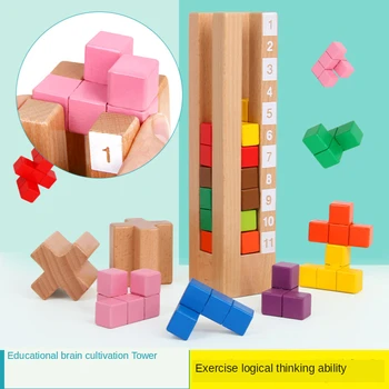 Montessori 74 Spôsobov Hrania Farebné Jenga Stavebným Vzdelávacie Super Mozgu Stohovanie Hra Drevené Hračky