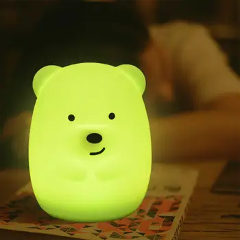 Cartoon Mini Medveď Zajaca LED Nočné Svetlo 9 Farieb Silikónové Bunny Zvierat Lampa Spálňa Nočná Lampa pre Deti detský Baby