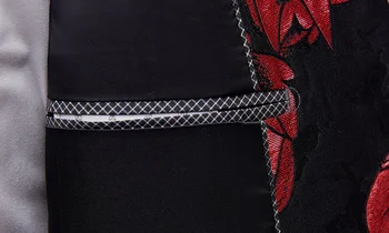 Pánske Luxusné Rose Kvetinové Výšivky Sako Slim Fit s Drážkou Klope Blejzre Mužov Svadby Ženích Strany Večera Smoking Kostým 6X