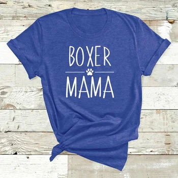 Boxer Mama Tričko Boxer Pes Mama Život Písmená Vytlačené T Shirt Ženy O-Krku Bežné Bavlna Zábavné Milovník Zvierat T-Shirt