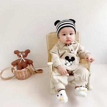 Disney Mickey Baby Dievča, Chlapec Oblečenie Kórejský Jeseň Jar Módne Dieťa Jumpsuit Bavlna Batoľa Oblečenie Cartoon Potápačské Kombinézy