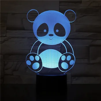 3D-3201 Roztomilá Panda Design LED Akryl Noc Lampa Multi Farby Zmeniť Sladký Darček pre Deti