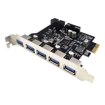 5 Port PCI-E na USB 3.0 HUB, PCI Express Rozširujúca Karta Adaptéra 5 gb / S Rýchlosť Spoľahlivé NEC Čipová sada Pre Windows XP/ Vista/Win7/8/10