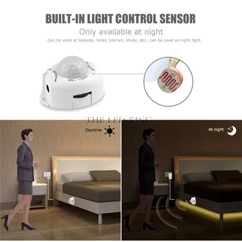 LED Nočné Svetlo Pásky Smart Zapnúť VYPNÚŤ fita de led luz nepremokavé SMD2835 bandeau led Spálňa pir senzor LED Pásy Svetla