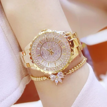 Ženy Hodinky 2019 Luxusné Značky Diamond Quartz Dámske ružové Zlato Hodinky z Nerezovej Ocele Hodiny Šaty Sledovať ženy relogio feminino