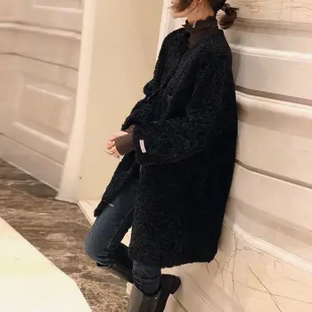 Jahňacie kabát žien jesenné a zimné oblečenie 2020 nové kórejská verzia voľné a tenké veľké stredná dĺžka baránok cashmere kabát