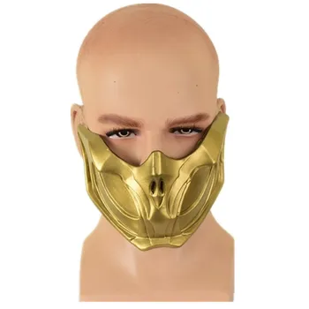 Hra Mortal Kombat SCORPION Cosplay Maska Zlaté Polovicu tváre Latex Maska Ženy Muži Halloween Party Maska
