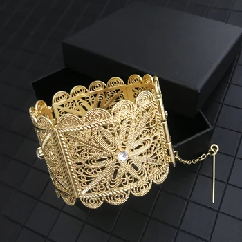 Alžírske Šperky Ženy Náramok Náhrdelníky Kvetinový Vyprázdnené-out Zlaté Bohemia Etnických Svadobné Bijoux Duté Kvet veľký veľkosť