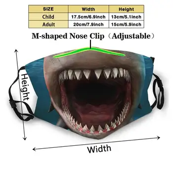 Žraločie Zuby celotvárovou Maskou v Pohode Shark Hlavu Zábavnej 3d Tlač Opakovane Úst Maska Umývateľný Filter Proti Prachu Masku na Tvár Žralok