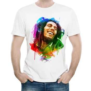 Bob Marley Tričko Bielej Farby Pánske Krátke Rukáv Fashion Star Tlač T-shirt Topy Tees tričko Bežné Jar Base Unisex Oblečenie