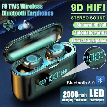 Nové F9 Bezdrôtové Slúchadlá Bluetooth 5.0 Nepremokavé Bluetooth Slúchadlá s mikrofónom headset hráč Športové jazdné slúchadlá pre samsung