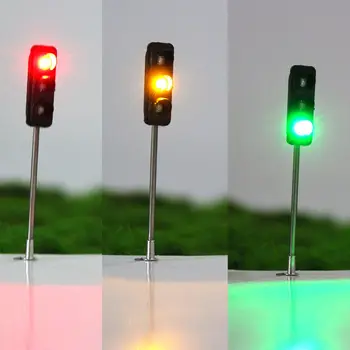 3ks Stavebné HO / OO Model 3-Svetelné semafory Signál LED Okruhu Model 50mm DIY Architektúry Ulici Vlak Železničnej