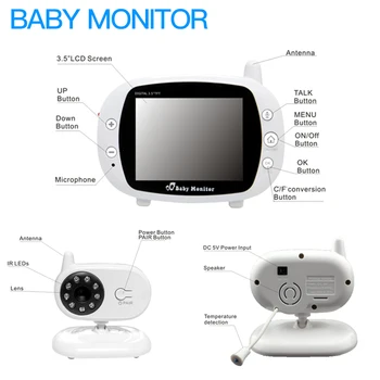 DANMINI Baby Monitor 850M 3,5 Palcový LCD Dohľadu Bezpečnosti Opatrovateľky Bezdrôtový Monitor Fotoaparátu Audio Hovoriť Nočné Videnie Video