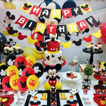 Dieťa Sprcha Strana červená mickey mouse anniversaire tému Vyhovovali Jednorázový riad dekorácie Deti baby boy prospech tortu platne dekor