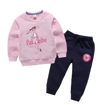 SAILEROAD Dievčatá Pink Panther Oblečenie Sady Deti Bavlnené Oblečenie Pre Chlapcov Mikina s Dlhým Rukávom+Nohavice Deti Športové Farby Jesene