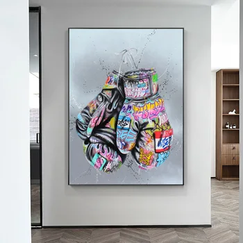 Boxerské Rukavice Graffiti Art Plagáty a Vytlačí na Stenu Plátno, Maľovanie na Wall Street Art Obrázok pre Obývacia Izba Domova