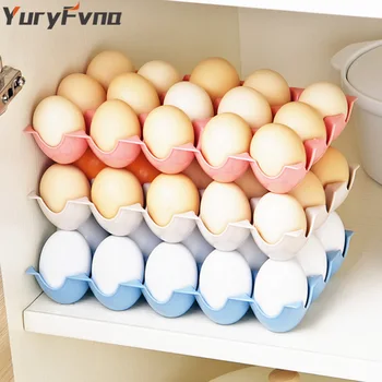 YuryFvna Vajcia Úložný Box 15-Pohár Vajcia Držiak Chladnička Skladovanie Nádoba Zásobník Organizátor Vajcia Prepravka Úložný Stojan