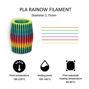 3D Tlačiarne Rainbow CHKO Vlákna 1.75 mm 1 kg 3D Tlač Materiálu Pre Nových Prisťahovalcov Rainbow Plastové Vlákna Nie Bublina