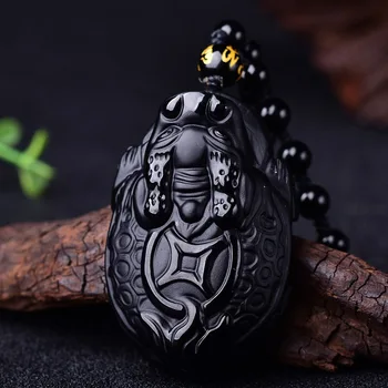 Prírodné Čierna Obsidián Dragon Korytnačka Jade Prívesok Náhrdelník Čínsky Ručne Vyrezávané Kúzlo Šperky, Módne Amulet pre Mužov, Ženy, Darčeky