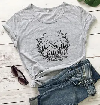 Horský Camping Prírody, Turistika cestovanie ženy móda čistej bavlny grafické tričko mladých lumbálna grunge tumblr tees mladých darček topy