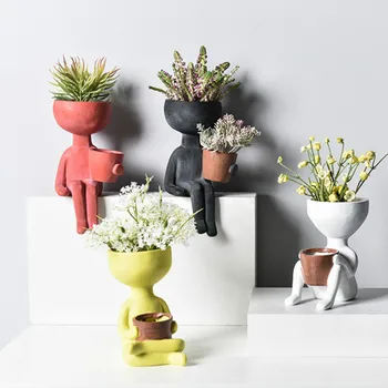 Kvetinové Vázy, Dekorácie Domov Tvorivé Kvetináče Živice Nordic Umenie Portrét Socha Kvetináč Váza Domov Záhrada Dekor Displej Vázy