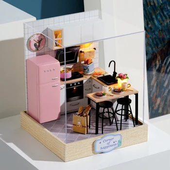 DIY domček pre bábiky s Nábytkom Miniatúrne Drevené Miniaturas Doll House Box Theatr Hračky pre Deti Narodeninám Casa Osivo Svet QT27