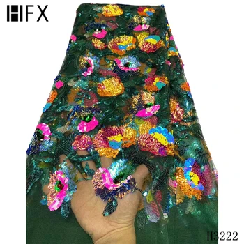 HFX 2020 Horúce Módne afriky Vyšívané Flitrami Oka textílie, Čipky špičkovej kvality Šitie Materiálov Pre Svadobné Party Šaty H3204