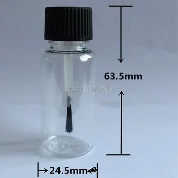 15ML Jasné Naplniteľné Základné Fľaše So Štetcom Spp Nechty Fľaša PET Priehľadné Nechtov Fľaša F654