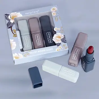 Sexy Nahé Farba Hydratačný Zamatovej Lip Stick Dlhotrvajúci Výživné Matné Rúže Sady 3ks Vysoko Kvalitný make-up